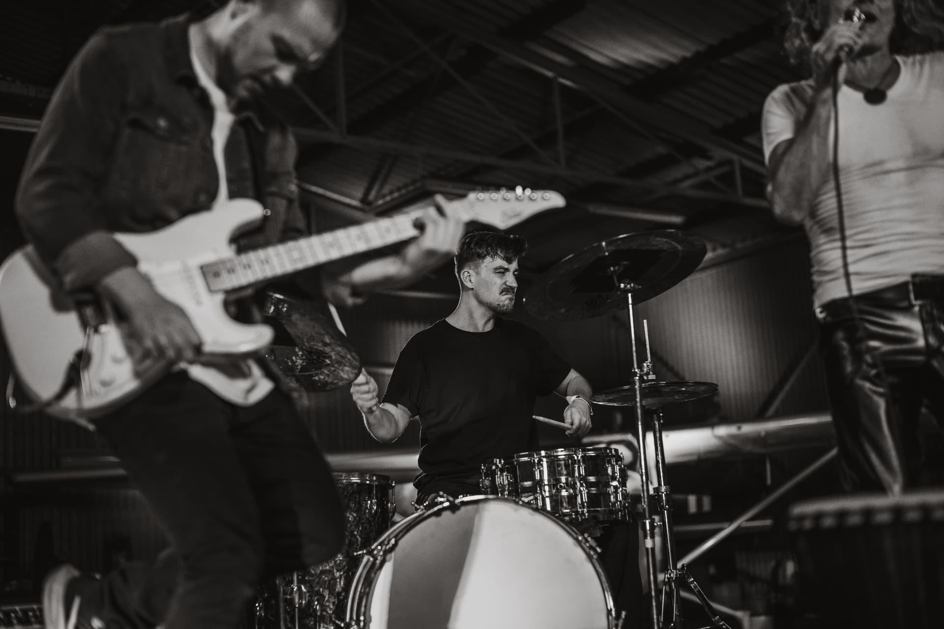 Julian Feuchter performing with a live ensemble
